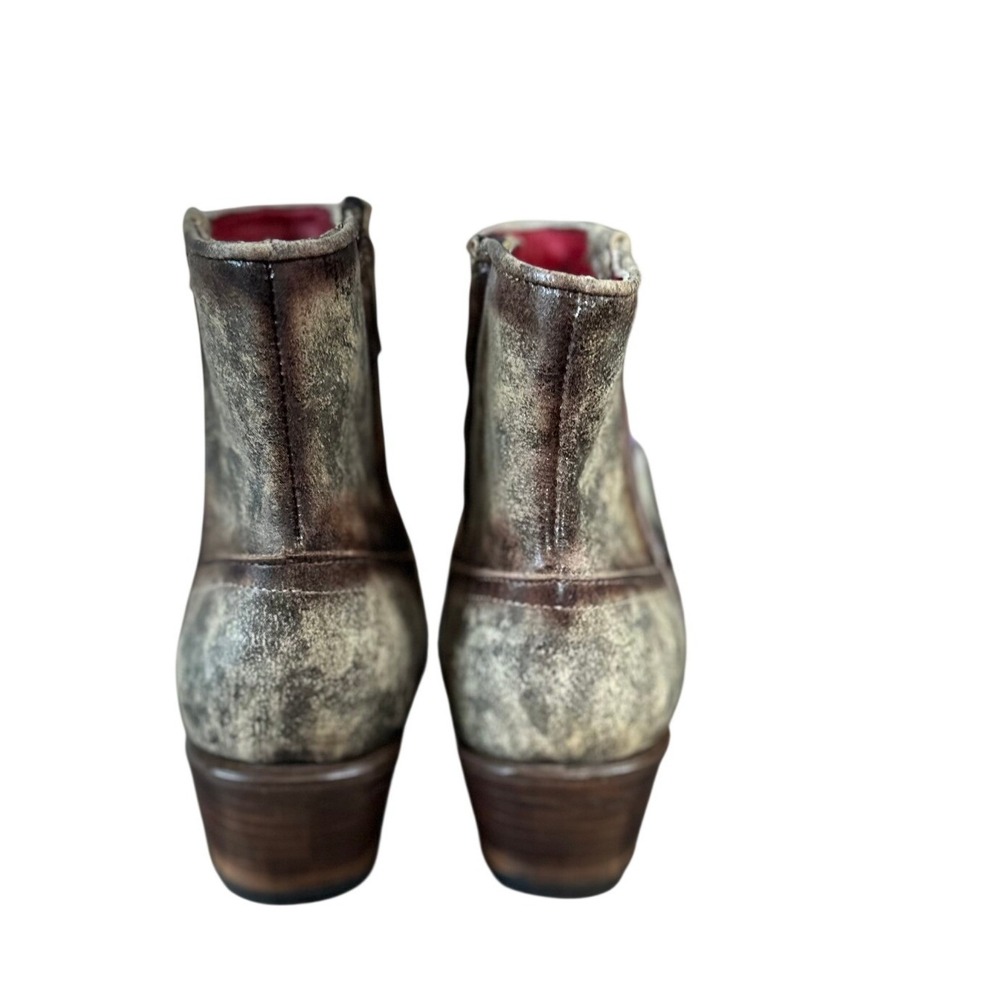 Ferrini NWB Women's Distressed Leather Ankle Boots‎ Side Zip Western Style SZ6B - Picture 3 of 12